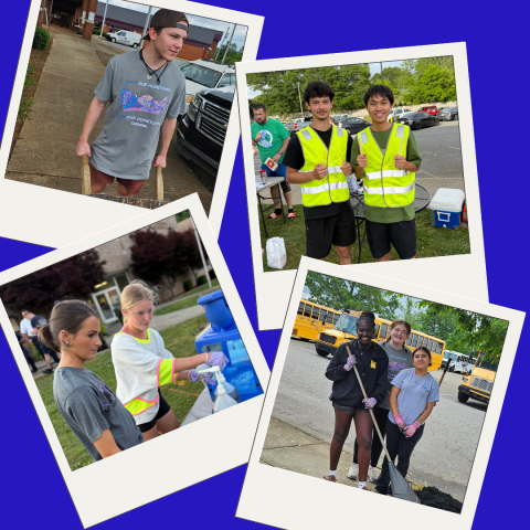 Snapshots of teenage volunteers 